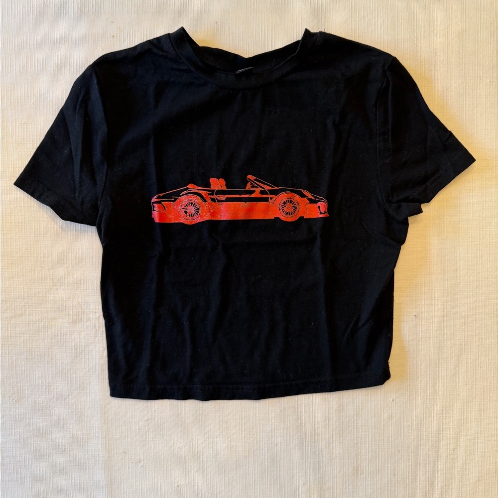 SHEIN Black Tee with Red Convertible Design